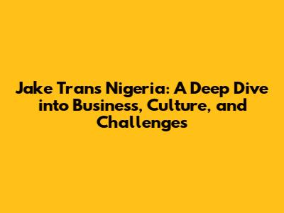Jake Tran's Nigeria: A Deep Dive into Business, Culture, and Challenges