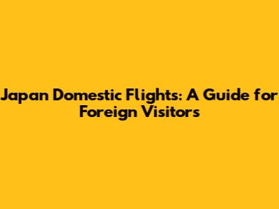 Japan Domestic Flights: A Guide for Foreign Visitors