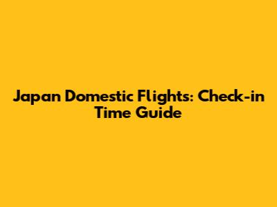 Japan Domestic Flights: Check-in Time Guide