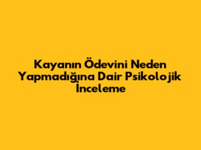 Kaya'nın Ödevini Neden Yapmadığına Dair Psikolojik İnceleme