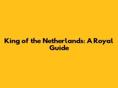 King of the Netherlands: A Royal Guide