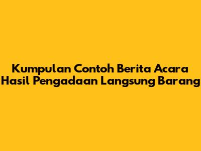 Kumpulan Contoh Berita Acara Hasil Pengadaan Langsung Barang