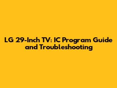 LG 29-Inch TV: IC Program Guide and Troubleshooting