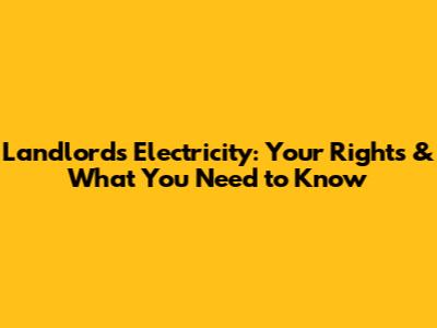 Landlord's Electricity: Your Rights & What You Need to Know