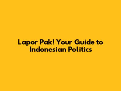 Lapor Pak! Your Guide to Indonesian Politics