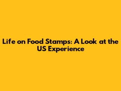 Life on Food Stamps: A Look at the US Experience