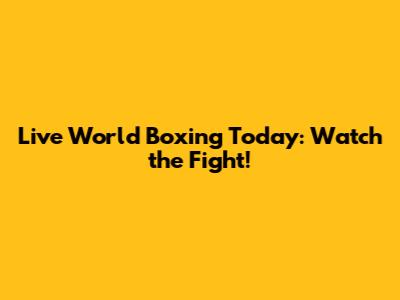 Live World Boxing Today: Watch the Fight!