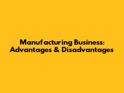 Manufacturing Business: Advantages & Disadvantages