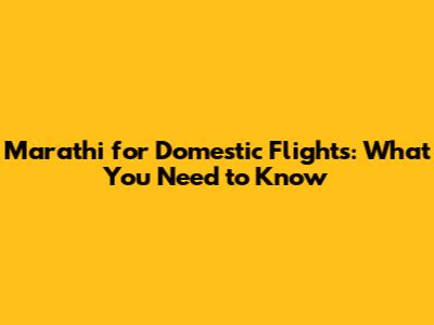 Marathi for Domestic Flights: What You Need to Know