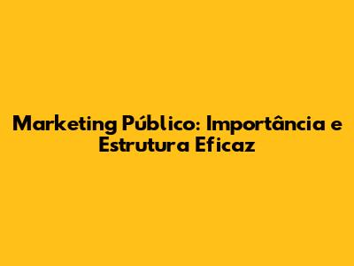 Marketing Público: Importância e Estrutura Eficaz