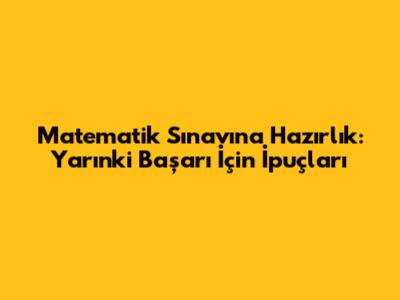 Matematik Sınavına Hazırlık: Yarınki Başarı İçin İpuçları