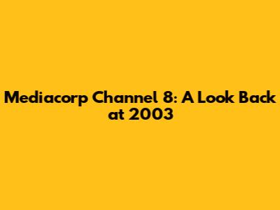 Mediacorp Channel 8: A Look Back at 2003