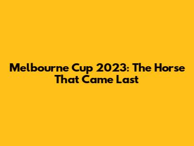 Melbourne Cup 2023: The Horse That Came Last