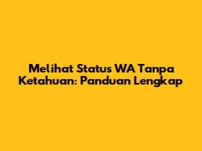 Melihat Status WA Tanpa Ketahuan: Panduan Lengkap