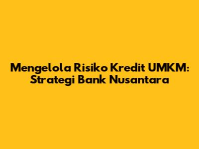 Mengelola Risiko Kredit UMKM: Strategi Bank Nusantara