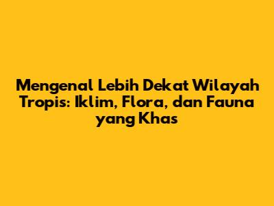 Mengenal Lebih Dekat Wilayah Tropis: Iklim, Flora, dan Fauna yang Khas