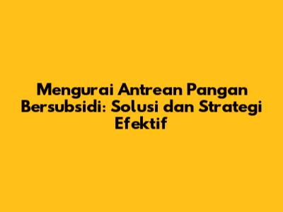 Mengurai Antrean Pangan Bersubsidi: Solusi dan Strategi Efektif