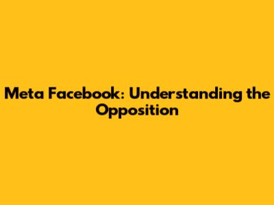 Meta Facebook: Understanding the Opposition