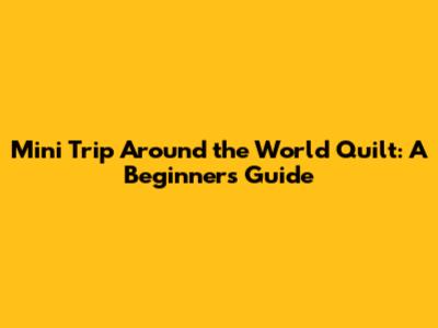 Mini Trip Around the World Quilt: A Beginner's Guide