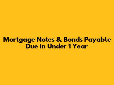 Mortgage Notes & Bonds Payable Due in Under 1 Year