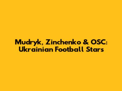 Mudryk, Zinchenko & OSC: Ukrainian Football Stars