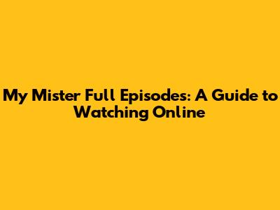 My Mister Full Episodes: A Guide to Watching Online