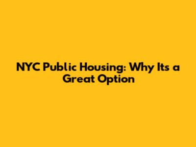 NYC Public Housing: Why It's a Great Option