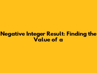 Negative Integer Result: Finding the Value of 'a'