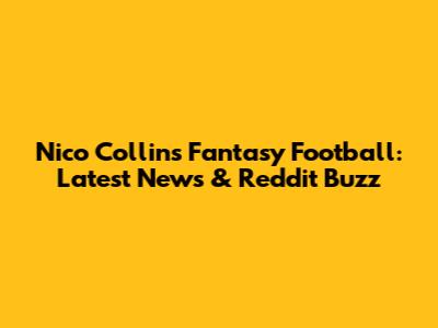Nico Collins Fantasy Football: Latest News & Reddit Buzz