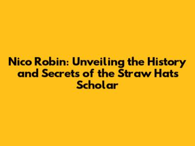 Nico Robin: Unveiling the History and Secrets of the Straw Hat's Scholar