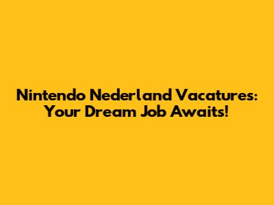 Nintendo Nederland Vacatures: Your Dream Job Awaits!