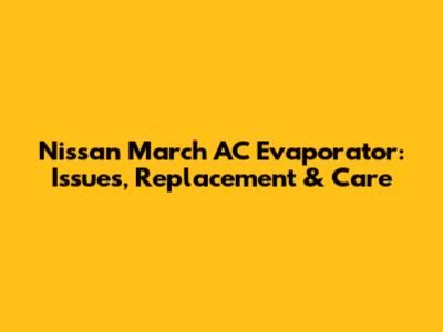 Nissan March AC Evaporator: Issues, Replacement & Care