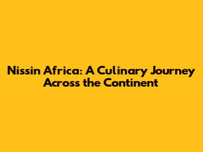 Nissin Africa: A Culinary Journey Across the Continent