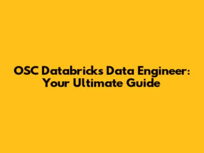 OSC Databricks Data Engineer: Your Ultimate Guide