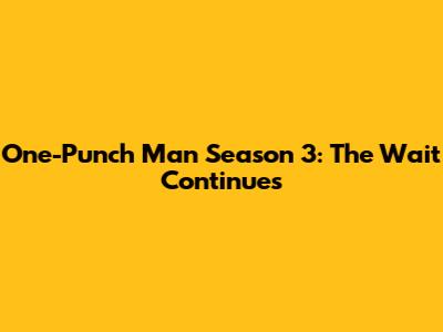 One-Punch Man Season 3: The Wait Continues