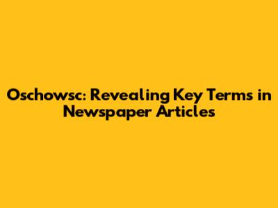 Oschowsc: Revealing Key Terms in Newspaper Articles