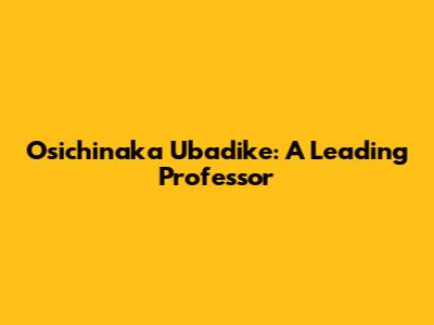 Osichinaka Ubadike: A Leading Professor