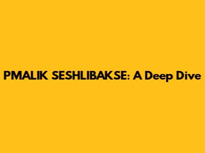 PMALIK SESHLIBAKSE: A Deep Dive