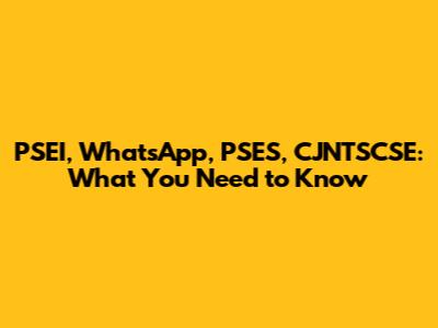 PSEI, WhatsApp, PSES, CJNTSCSE: What You Need to Know
