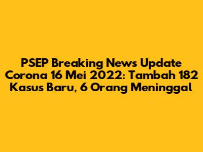 PSEP Breaking News Update Corona 16 Mei 2022: Tambah 182 Kasus Baru, 6 Orang Meninggal