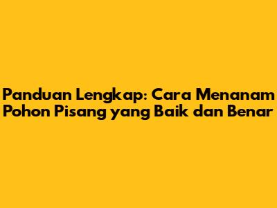 Panduan Lengkap: Cara Menanam Pohon Pisang yang Baik dan Benar