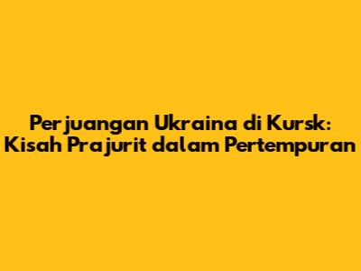 Perjuangan Ukraina di Kursk: Kisah Prajurit dalam Pertempuran