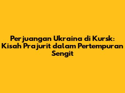 Perjuangan Ukraina di Kursk: Kisah Prajurit dalam Pertempuran Sengit