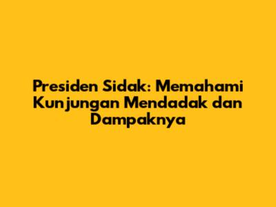 Presiden Sidak: Memahami Kunjungan Mendadak dan Dampaknya
