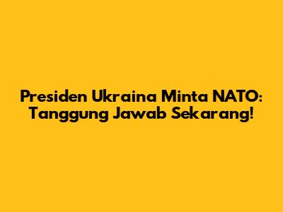 Presiden Ukraina Minta NATO: Tanggung Jawab Sekarang!