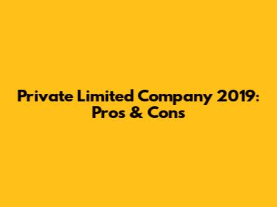 Private Limited Company 2019: Pros & Cons