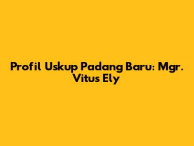 Profil Uskup Padang Baru: Mgr. Vitus Ely