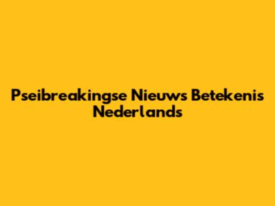 Pseibreakingse Nieuws Betekenis Nederlands