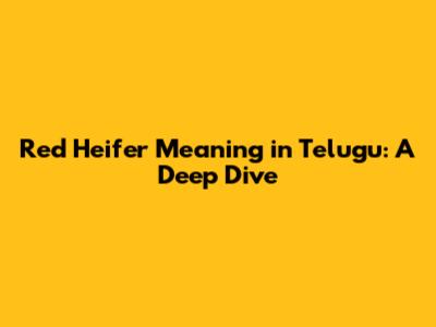 Red Heifer Meaning in Telugu: A Deep Dive