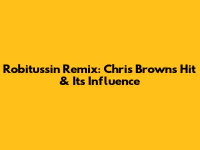 Robitussin Remix: Chris Brown's Hit & Its Influence